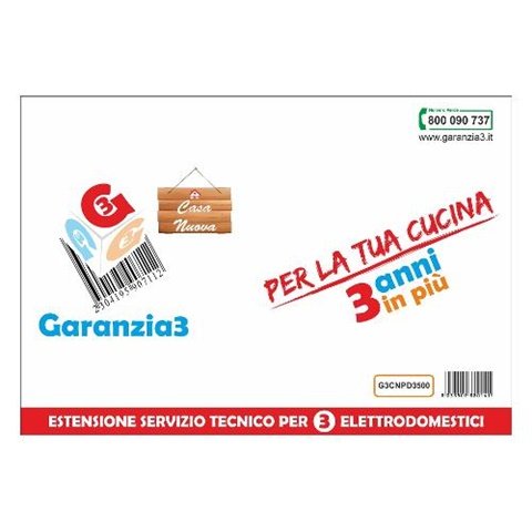Garanzia3 3 anni in più per 3 elettrodomestici Estensione servizio tecnico per 3 elettrodomestici