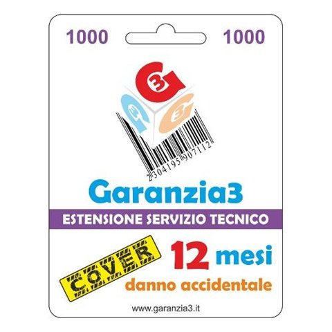 Garanzia3 Cover 12 mesi Per danni accidentali fino a 1000 EURO