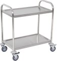 Gheginonline - Carrello da cucina per servizio in acciaio INOX 2 piani 115x72x90