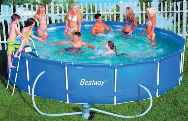 Gheginonline 56066 Piscina STEEL PRO frame, 457x91cm, capacità 12627 lt, telaio in metallo galvanizzato anti ruggine, pareti laterali in PVC e poliestere resistente a tre strati